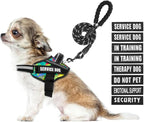 Service Dog Harness and Leash Set, XS, Multi-Colored, with 10 Patches, Reflective, for Small to XL Dogs