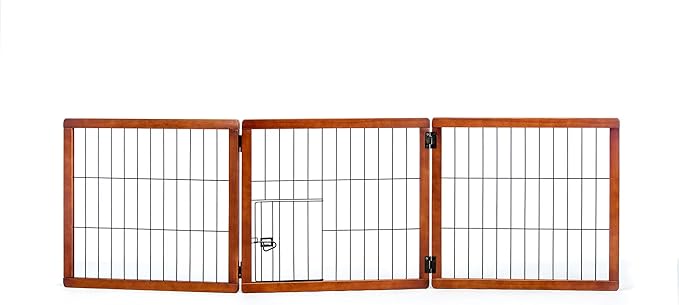 Carlson Pet Products Design Paw 62-Inch Super Wide 3 Panel Premium Wooden Pet Gate,Brown