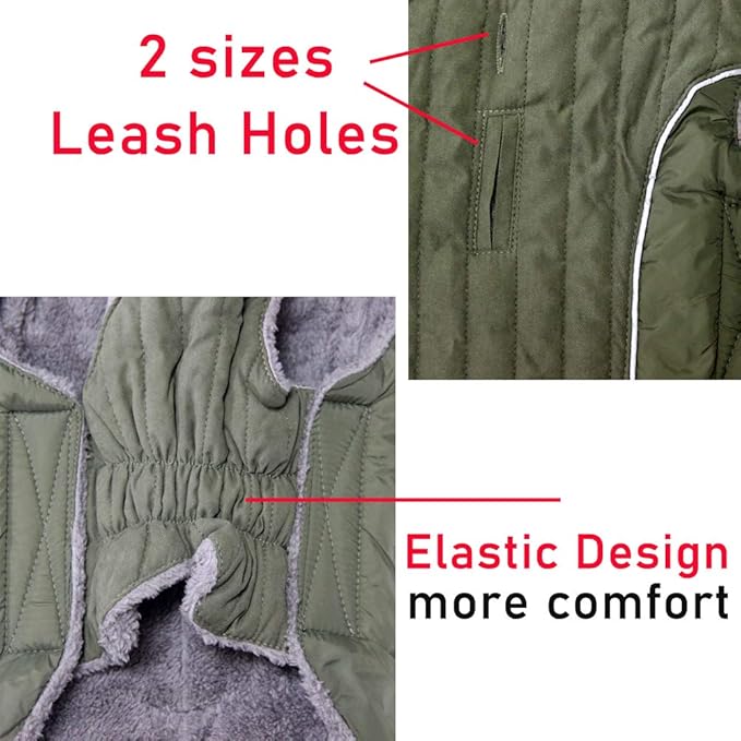 Fleece Dog Hoodie for Large Dogs Super Warm Doggie Jacket for Cold Winter Dog Coats,Green XL
