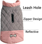 Reversible Dog Coats for Large Dogs Waterproof Warm Dog Jacket for Cold Winter,Pink and Grey XXL
