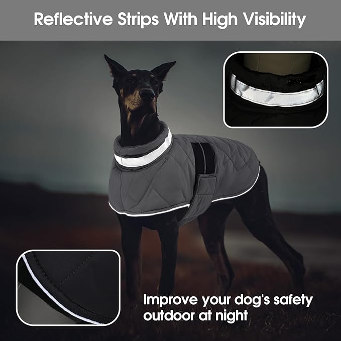 KAMA BRIDAL Dog Winter Coat Warm Padded Puppy Jacket Windproof Water Resistant Clothes for Small Medium Large Pets Christmas Sweater Outfit Vest(Grey, 3XL)