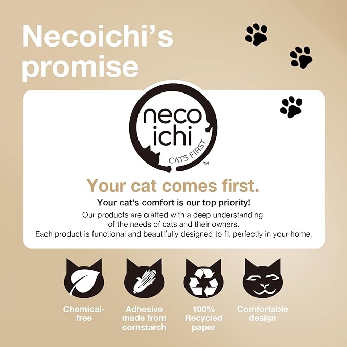 Necoichi Cat Scratcher Bowl for Indoor Cats - Cat Scratching Lounger with Reversible Usability and Extra Comfort for Lounge, Cardboard Bed Couch / (Regular, Hologram White)