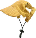 Dog Baseball Cap, Dog Cat Summer Beach Visor Hat with Ear Holes, Adjustable Puppy Sunbonnet Headdress (Yellow, Small)