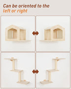 Cat Wall Shelves for Large Cats, 5-in-1 Cat Wall Furniture with Large Hammock and Wide Perch, Wooded Wall Climbing Furniture Set for Indoor Cats