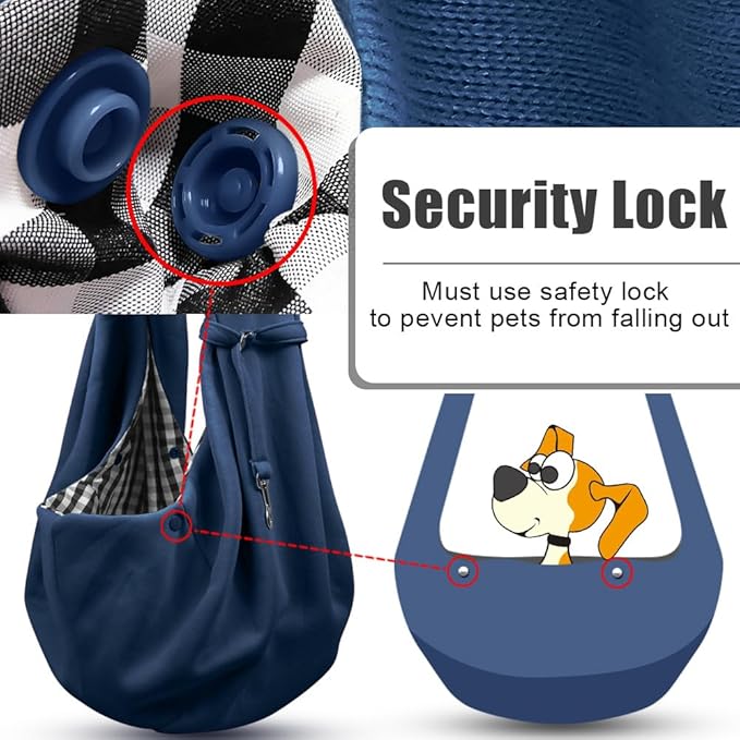 Tomkas Small Dog Sling Carrier - Cat Sling Carrier - Classic Pocket & Classic Strap - for 3-10 lbs Pets(Darkblue)
