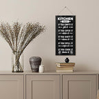 J2 Farmhouse Rustic Kitchen Sign, Hanging Printed Wooden Plaque Decor, Shared Kitchen Rules Sign for Hostel Dormitory 12x6inch