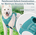BARKBAY Dog Harness No Pull Oxford with ID Tag Pocket - Heavy Duty, Reflective, Easy Control for Large Dogs(Aqua Oxford,L)