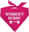 Workout Buddy Dog Bandana | 100% Cotton Adjustable Triangle | Made in USA | Workout | Sports | Gym | Hot Pink, X-Small (1095)