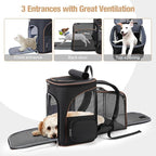 Lekereise Cat Backpack Carrier for Small Dogs and Medium Cat Puppy Kitten Bunny Pet Carrier Backpack Collapsible with Fully Ventilated Mesh with Safety Leash(Black)