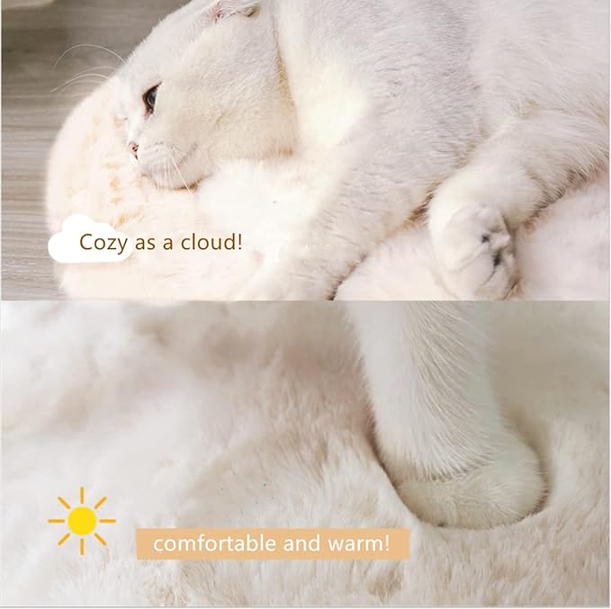 SHENGOCASE 2-Pack 12" x 31.5" Faux Rabbit Fur Cat Condo Replacement Cushion. Cat Dog Bed Cushion Pad for Window Perch Cat Tree Tower Carrier Cage Crate Kennel Furniture