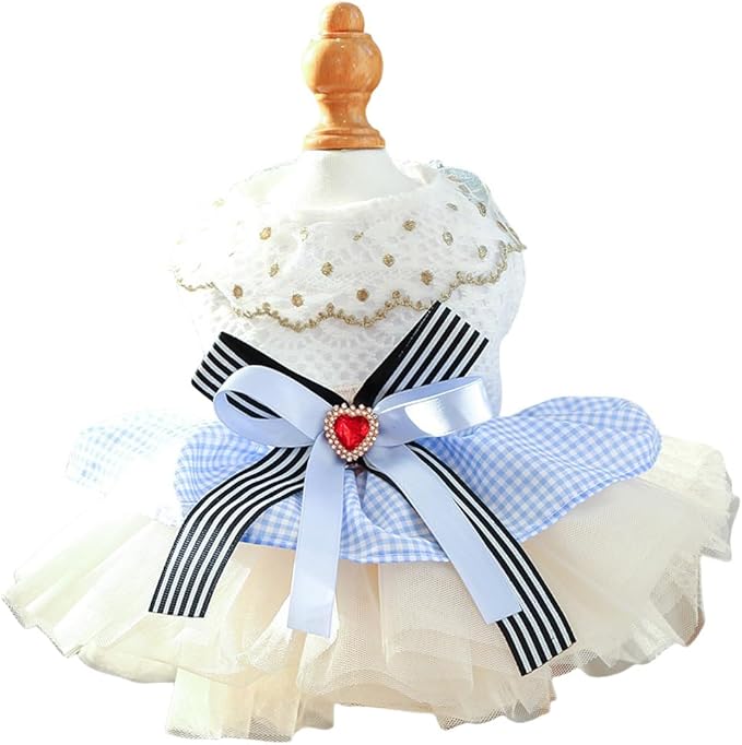 Furbabycare® Elegant Sweet Fashion Puppy Dog Blingbling Princess Skirt Pet Dog Lace Cake Camisole Tutu Dress J-Blue X-Small