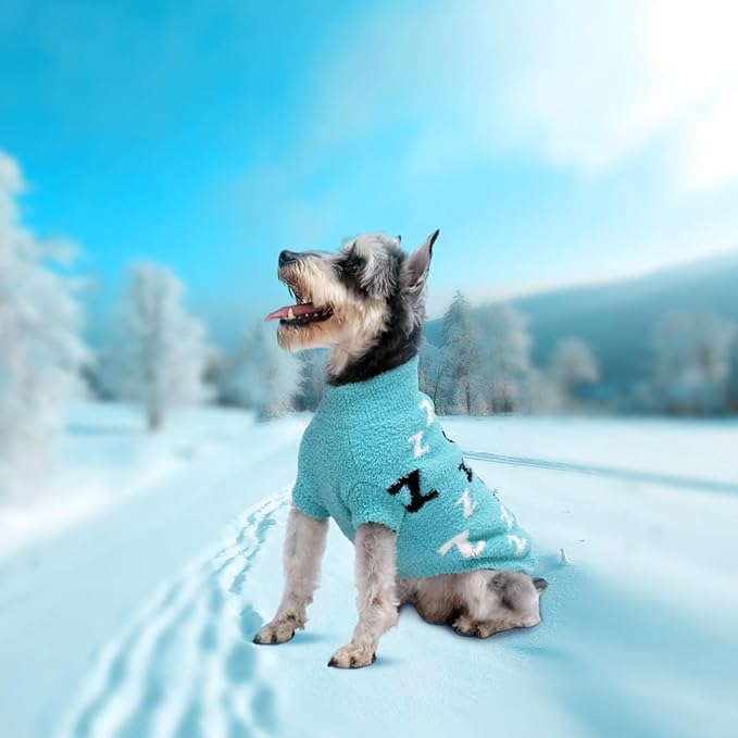 Dog Sweaters for Small Dogs Girls Boys Cold Weather Cable Knitwear Thick Warm Outfits Dog Clothes for Chihuahua Bulldog Dachshund Pug Yorkie Schnauzer Cat Sweaters (Turquoise-XS)