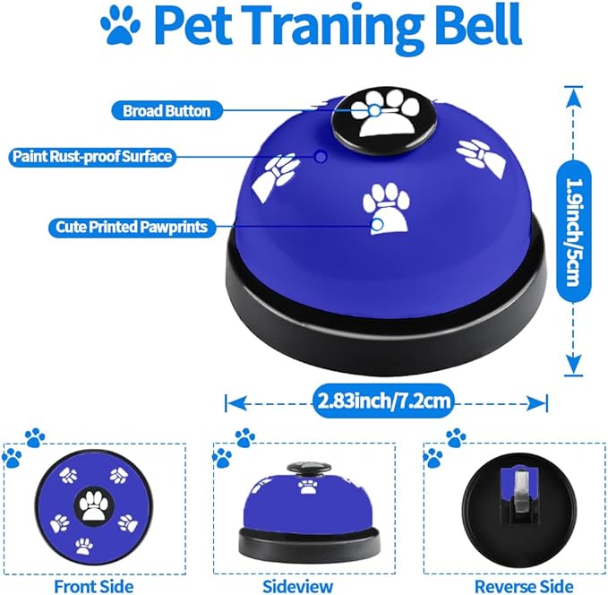 3 Pack Dog Doorbells, Pet Training Bells for Outside Potty Training and Communication, Bell for Dog Cat Puppy Interactive Toys (Dark Blue, 3 Pack)