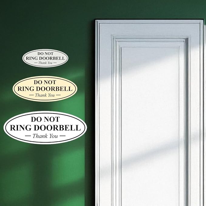 All Quality Oval DO NOT Ring DOORBELL Thank You Sign - Ivory/Dark Brown Medium 5 Pack