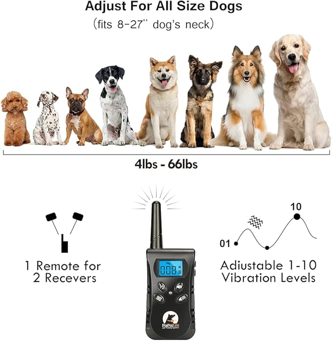 PaiPaitek No Shock Dog Training Collar with Remote, Lightest Vibration Collar for Small Dogs 5-15lbs & Medium Large Dogs, Rechargeable, Waterproof, 1600ft Range, No Prongs