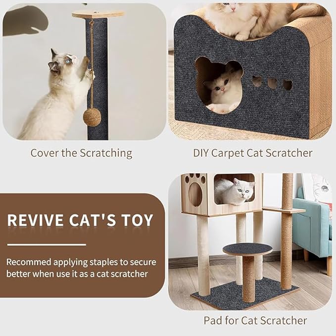 Cat Scratch Furniture Protector Mat DIY Cat Scratch Pad Self-Adhesive, Pet Scratching Post Cat Scratcher Carpet Anti Cat Scratch for Cat Tree/Door/Couch (Brown, 11.8 * 23 inch)