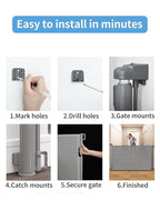 Retractable Baby Gate for Doorways and Stairs, Mesh Safety Gate for Pet, Indoor & Outdoor Use, One-Hand Operation, Easy Installation, 33.6" Tall, Expands to 55" Wide（Grey,33.6"x55"