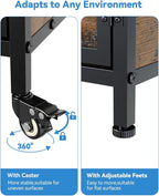 Petrova 39" Dog Crate Furniture for 1 Dogs, Heavy Duty Indoor Dog Kennel for Small/Medium Dogs, Wooden Dog Cage with 2 Storage Drawers, Charging Station, LED Light, Lockable Wheels, Brown