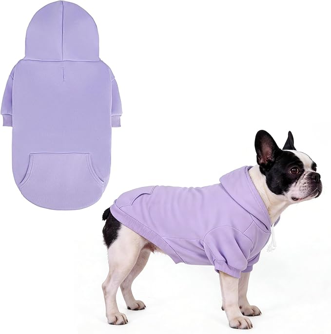 KOOLTAIL Dog Hoodie for Large Medium Small Dogs,Soft&Warm Pet Sweater with Leash Hole and Pocket Boy Girl, Puppy Fall Winter Jacket Clothes,French Pitbull Cold Weather Coat Sweatshirt,Lavender SM