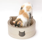 Necoichi Cat-Headed Scratcher Bed (Birch, Regular) | Cardboard Cat Scratcher Bowls for Indoor Cats - Cat Scratching Board, Cat Scratch Pad Reversible Usability and Extra Comfort for Lounge