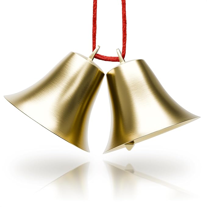 2 Pcs Bells for Door Knob – Hanging Bell for Door Opening 2″ × 1.8″ Vintage Brass with Hanging Loop, Clear Ringing Sound for Home Entry & Office Decorative – Small Bell for DIY Crafts & Holiday Decor