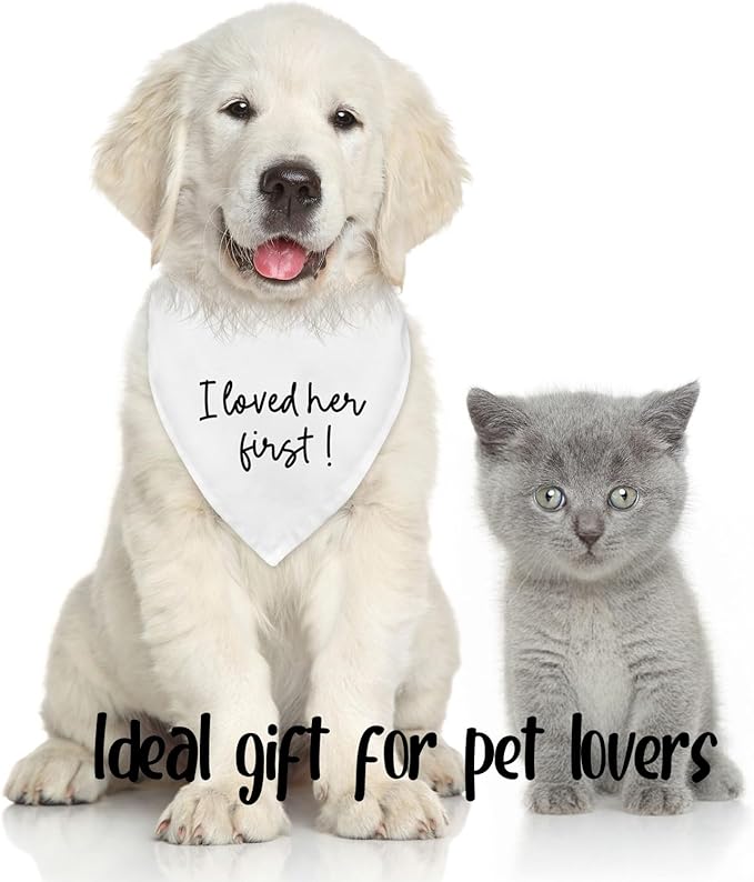 Dog Wedding Engagement Bandana Apparel & Accessories Pet Dog Bandana Scarf Photo Prop I Loved her First! Wedding Outfit Funny Engagement Party Decorations Gifts