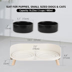 Elevated Ceramic Cat Bowl Set - Raised Double Dishes for Food & Water - Non-Slip Stand & Splash Proof - for Cats & Puppies - 2 x 480 ML - 16.2 OZ
