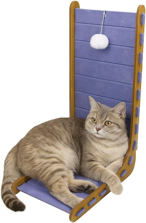 Felt Cat Scratchers for Large Cats | L Shape Horizontal & Verical Scratching Post | Felt + Wood | Light Blue