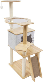 Cat Scratching Climbing Frame Cat House Cat Tree with Toy for Indoor Cats Paper Pillar Scratching Posts, Grey