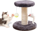 Small Cat Scratching Post and Small Cat Tree Natural Sisal Tower with Round Perch and Plush Ball Furniture Made for Small Cat, Kitten Relax Tree -Grey