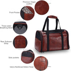 Fashion Dog Carrier Pet Carrier Airline Approved Cat Carrier for Small Dogs Cats Under 15 Lbs, Vegan Leather Collapsible Soft Sided Travel Puppy Carrier