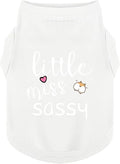 Paiaite Dog Clothes Fashionable Sleeveless Pet Vest: 'Little Miss Sassy' Printed Cotton Dog Shirt, Ideal for Small, Medium, and Large Breeds, Ensuring Comfort and Breathability White XL