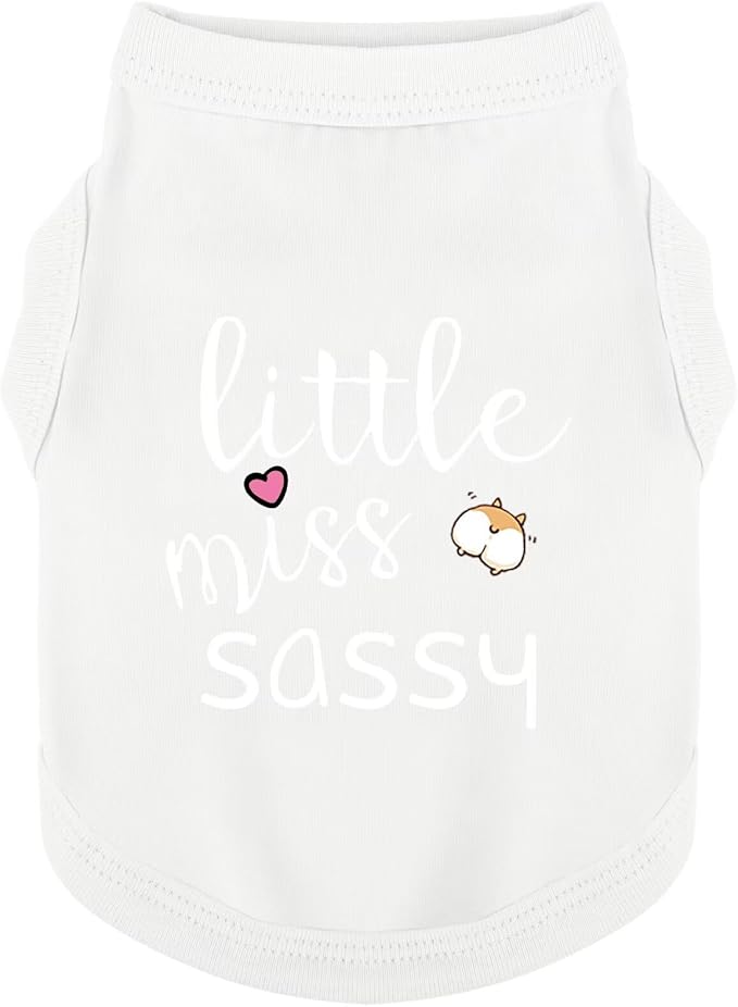 Paiaite Dog Clothes Fashionable Sleeveless Pet Vest: 'Little Miss Sassy' Printed Cotton Dog Shirt, Ideal for Small, Medium, and Large Breeds, Ensuring Comfort and Breathability White M