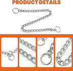 Chain Dog Collar, Limited Slip Chain Training Collar with Metal Safety Control for Small Medium Large Breed Dogs, Silver Size M