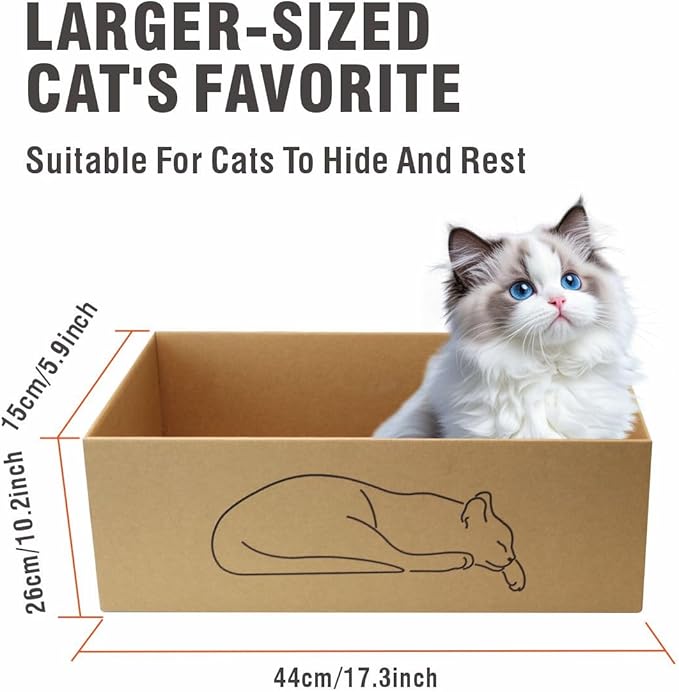 17.3 inch Extra Large Cat Scratcher pad ，5 Pack in 1 Cardboard Box for Medium Large Cat Multi-Cats, 5 PCS Reversible Cat Scratching Boards,Ex-Large Cat Scratcher Box