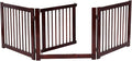 Giantex Freestanding Pet Gate with Door, 24inch 3 Panels Wooden Dog Gate with Walk Through Door, Foldable Pet Safety Puppy Fence Adjustable Pen for House Doorway Stairs