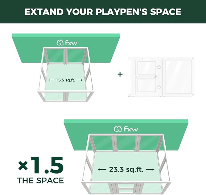 FXW AuraSpace Acrylic Indoor Whelping Box Add-On Panel Set, 30 Inch, 2 Panels, Includes 1 Split Gate + 1 Panel Only, for Newborn Puppies, White