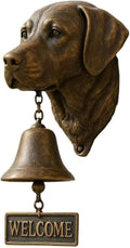 Christmas German Shepherd Welcome Bell – Retro Dog & Witch-Themed Doorbell – Decorative Cast Iron Hanging Bell with Brass Chime – Rustic Farmhouse Wall Décor (Labrador Retriever)