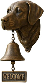 Christmas German Shepherd Welcome Bell – Retro Dog & Witch-Themed Doorbell – Decorative Cast Iron Hanging Bell with Brass Chime – Rustic Farmhouse Wall Décor (Labrador Retriever)
