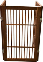 Urnporium Pet Dog Gate Freestanding, Strong Durable Folding Wooden Fence, Portable Acacia Hardwood Safety Barrier for Indoor & Outdoor Use (Brown Pet Gate, 3 Panel 30" Tall)