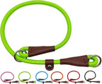 MayPaw Slip Collar Nylon Rope Choke Collar for Dog Training- No Pull Round Martingale Dog Collars for Medium Large Dogs (24" x 1/2", Green)