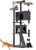 BestOffice 81 Inch Cat Tree, Multi-Level Cat Tower with Condo, Perches, Sisal Scratching Posts, Climbing Ladder,Indoor Activity Center Play House for Kittens & Adult Cats, Dark Gray