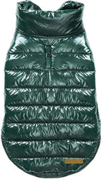Blueberry Pet Cozy & Comfy Windproof Lightweight Quilted Fall Winter Glossy Dog Puffer Jacket in Hunter Green, Back Length 12.5", Size 10, Warm Coat for Small Dogs