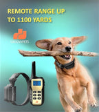 1100 YD Remote Dog Training Shock Collar w/Auto Anti Bark, Humane Beep, Vibration, Static Shock and Waterproof Long Lasting Rechargeable Battery for Small Medium Large Dogs (One-Dog Kit)