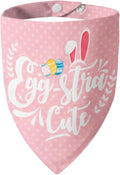 Easter 2-in-1 Dog Bandana with Egg-Stra Cute & Some Bunny Love Me Lovely Saying, Pink Pet Holiday Costumes Scarf with Snap Button, Small to Medium Breeds (5-30lbs)