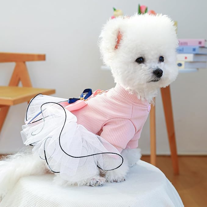 Furbabycare® Elegant Sweet Fashion Puppy Dog Blingbling Princess Skirt Pet Dog Lace Cake Camisole Tutu Dress P-Pink X-Small