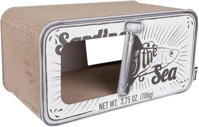 Sardine Cardboard Cat Scratcher, 60 x 30 x 30 cm, White