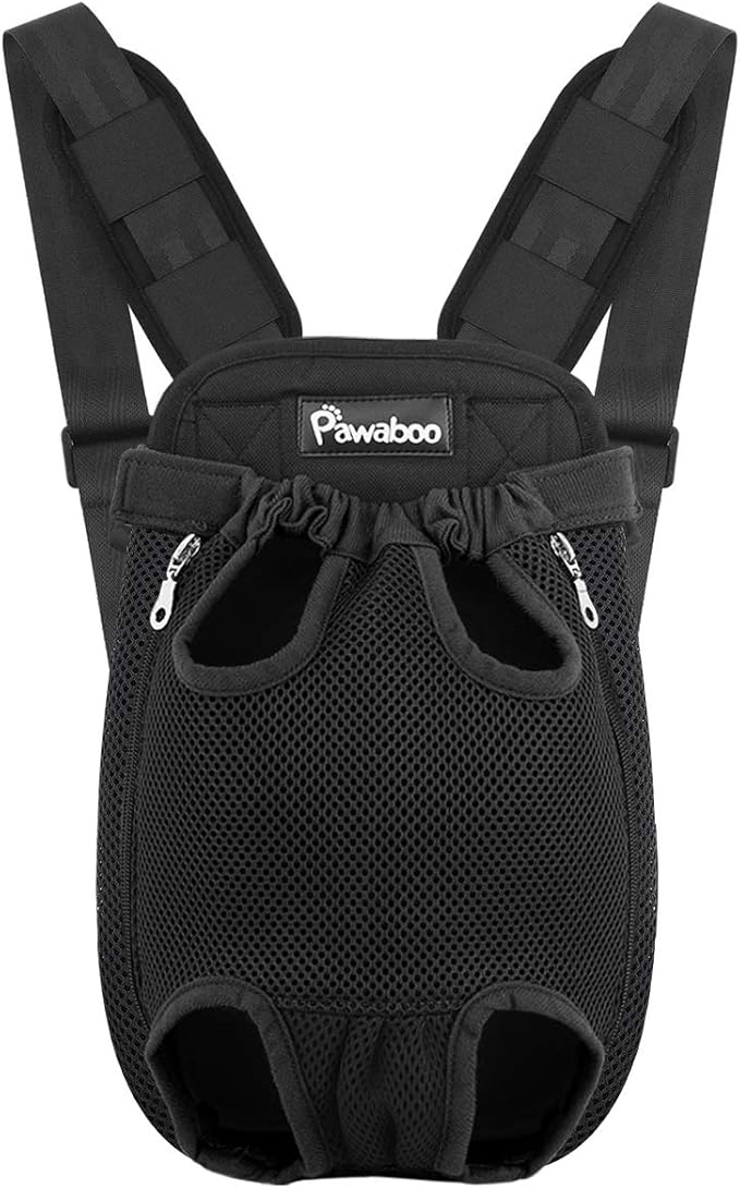 Pawaboo Adjustable Dog Carrier Backpack, Pet Front Cat Carrier Bag for Traveling Hiking, Pet Carriers Backpack for Small Dogs Puppies Cats 13-16lbs, XL, Black