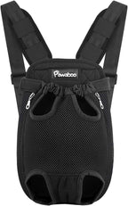 Pawaboo Pet Carrier Backpack, Adjustable Pet Front Cat Dog Carrier Backpack Travel Bag, Legs Out, Easy-Fit for Traveling Hiking Camping for Small Medium Dogs Cats Puppies 2.5-5lbs, S, Black