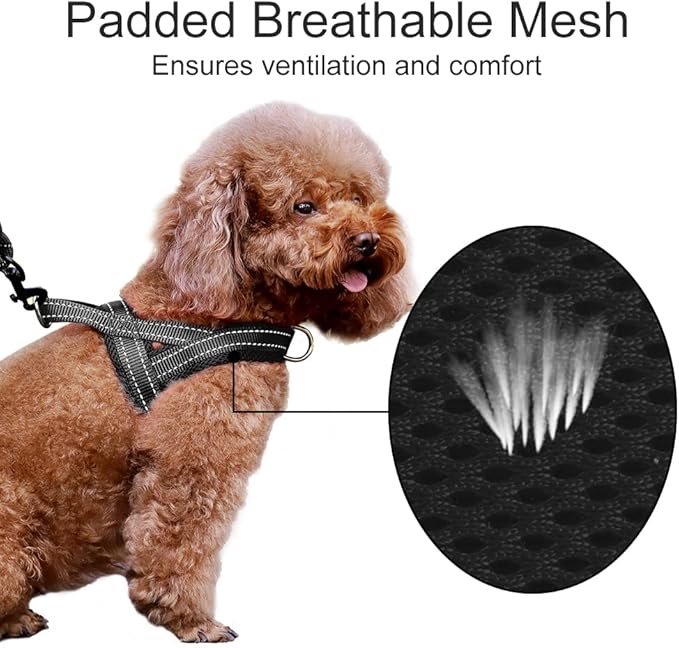 Plutus Pet No Pull Dog Harness with Breathable Mesh Padded, Adjustable Reflective Escape Proof Dog Harness, Quick Fit Dog Vest Harness for Small Medium Large Dogs(XS, Black)